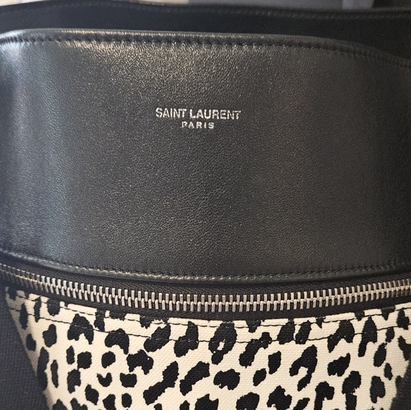 Saint Laurent Paris Olona Leopard Spotted Canvas Tote - Picture 4 of 8